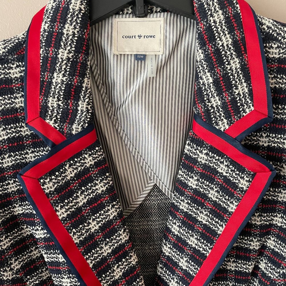 Court & Rowe Plaid Tweed Blazer Jacket in Blue Night size 22W NWT - Picture 8 of 9